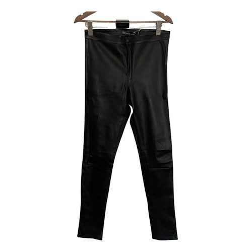 Pre-owned Zeynep Arcay Leather Slim Pants In Black
