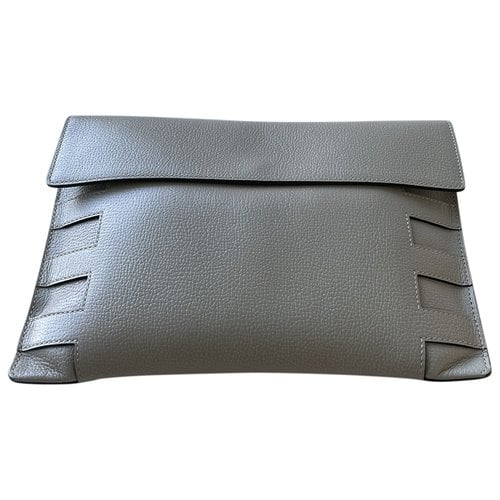 Pre-owned Delvaux Leather Clutch Bag In Grey