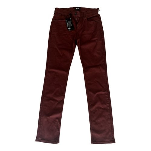 Pre-owned Paige Jeans Straight Jeans In Burgundy