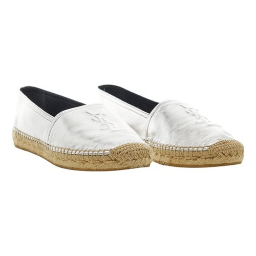 Pre-owned Saint Laurent Leather Espadrilles In Silver