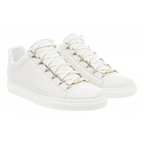 Pre-owned Balenciaga Leather Trainers In White