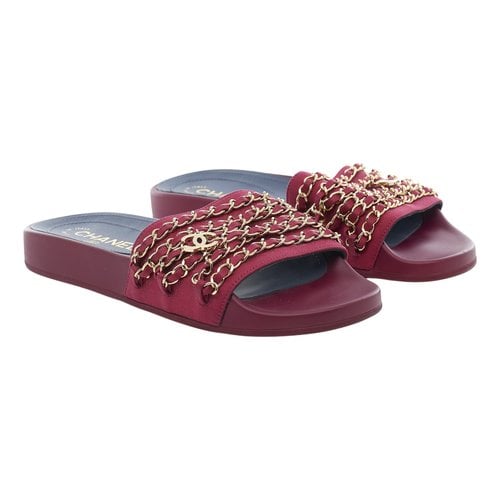 Pre-owned Chanel Cloth Sandals In Burgundy