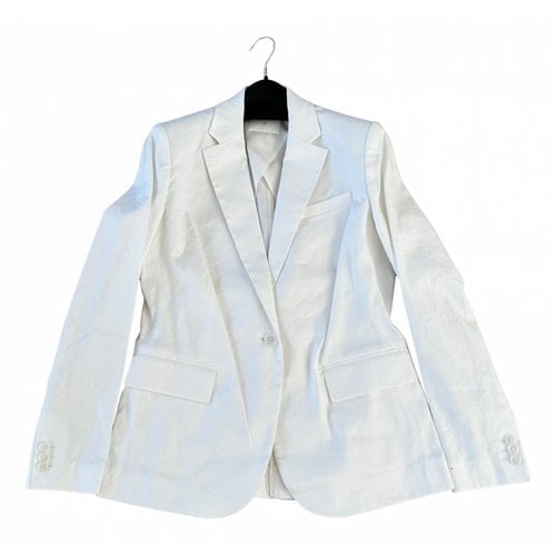 Pre-owned 7 For All Mankind Linen Blazer In White