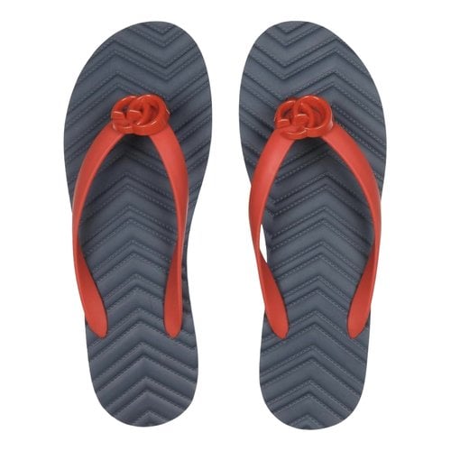 Pre-owned Gucci Double G Flip Flops In Red