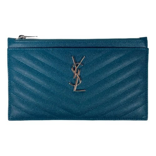 Pre-owned Saint Laurent Leather Wallet In Blue