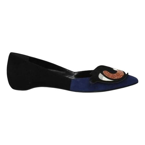 Pre-owned Pierre Hardy Ballet Flats In Navy