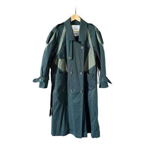 Pre-owned Kenzo Trench Coat In Green