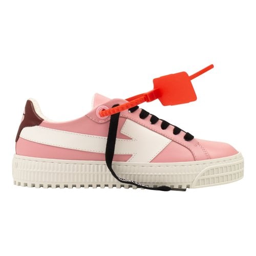 Pre-owned Off-white Arrow Leather Trainers In Pink