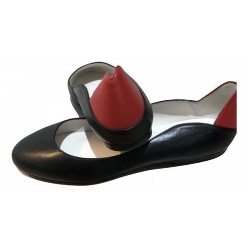 Pre-owned Lulu Guinness Leather Ballet Flats In Black