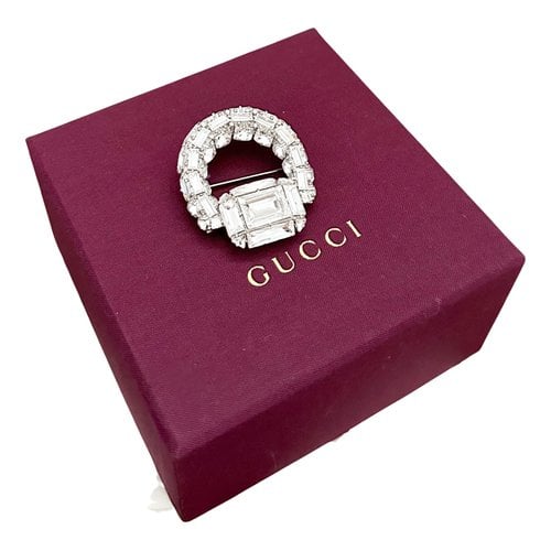 Pre-owned Gucci Crystal Pin & Brooche In Silver
