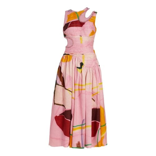 Pre-owned Aje Linen Mid-length Dress In Multicolour