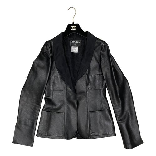 Pre-owned Chanel Leather Blazer In Black