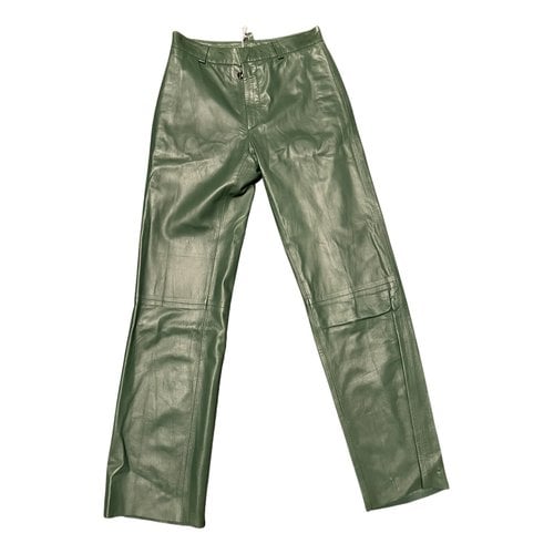Pre-owned Dsquared2 Leather Large Pants In Green