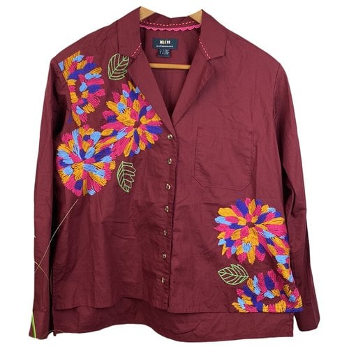 Pre-owned Anthropologie Blouse In Burgundy
