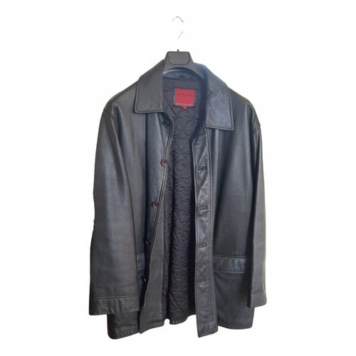 Pre-owned Pierre Cardin Leather Coat In Black