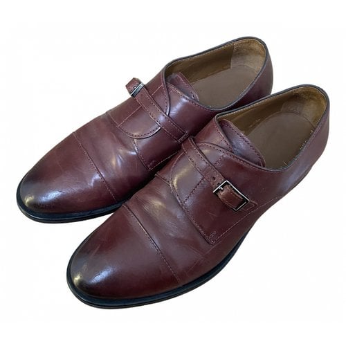 Pre-owned Emporio Armani Leather Flats In Burgundy