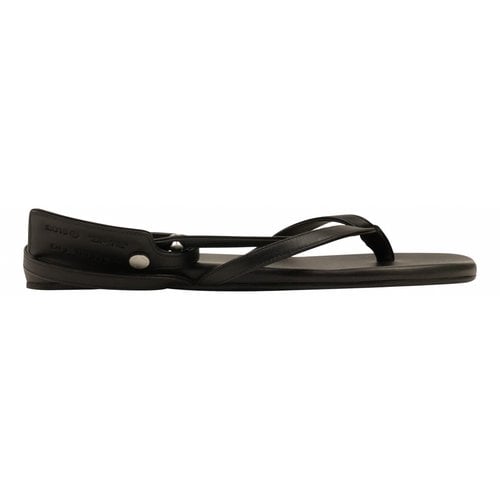 Pre-owned Off-white Leather Sandal In Black