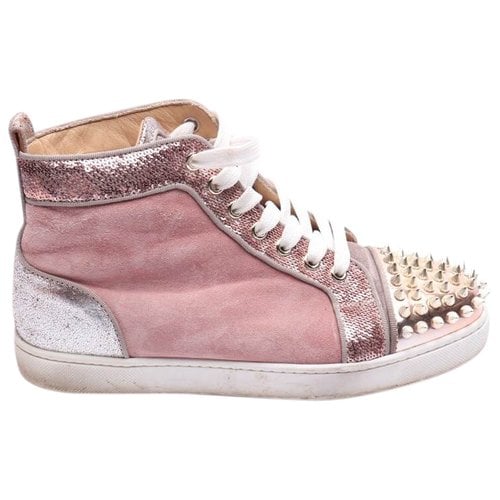 Pre-owned Christian Louboutin Leather Trainers In Pink
