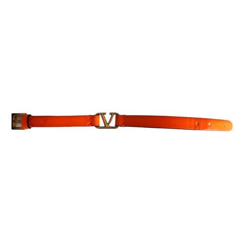 Pre-owned Valentino Garavani Leather Bracelet In Orange