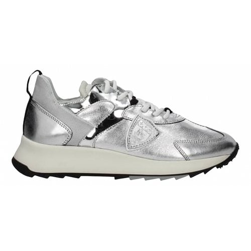 Pre-owned Philippe Model Leather Trainers In Silver