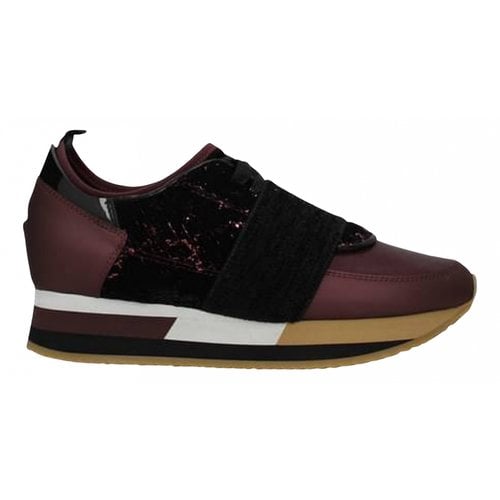 Pre-owned Philippe Model Leather Trainers In Burgundy