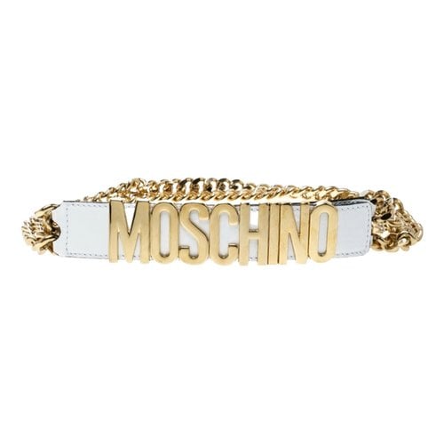 Pre-owned Moschino Leather Belt In White