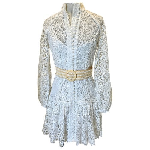 Pre-owned Zimmermann Lace Mid-length Dress In White