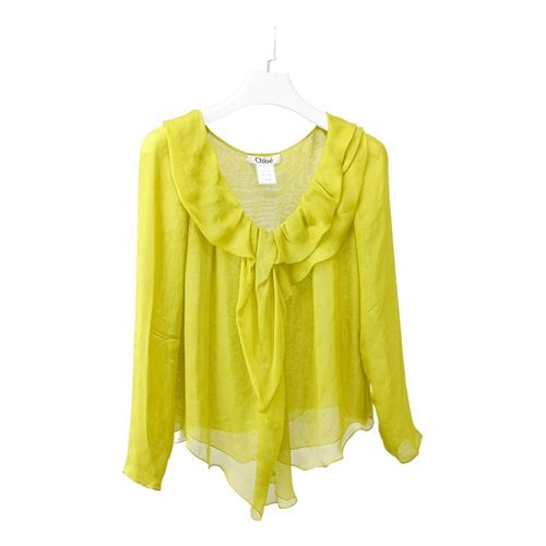 Pre-owned Chloé Silk Blouse In Green