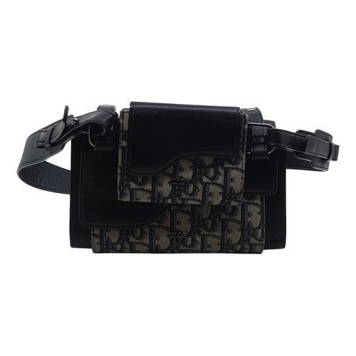 Pre-owned Dior Trotter Leather Crossbody Bag In Black