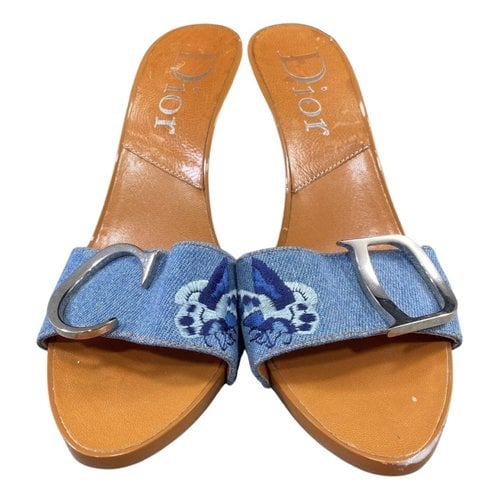 Pre-owned Dior Cloth Sandals In Blue