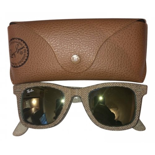 Pre-owned Ray Ban New Wayfarer Leather Sunglasses In Brown