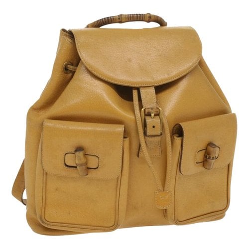 Pre-owned Gucci Leather Backpack In Yellow