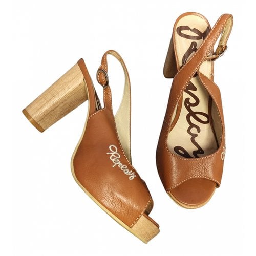 Pre-owned Replay Leather Sandal In Brown