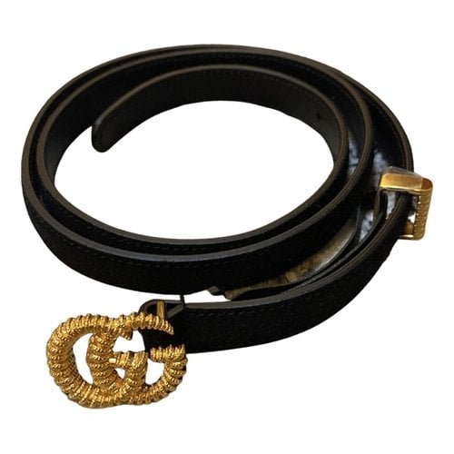 Pre-owned Gucci Gg Buckle Belt In Black