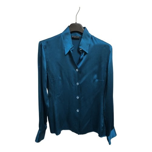Pre-owned Gucci Silk Shirt In Turquoise