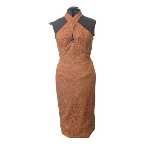 Pre-owned Bardot Lace Mid-length Dress In Camel
