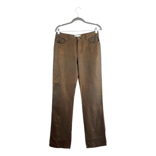 Pre-owned Max Mara Linen Straight Pants In Metallic