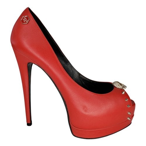 Pre-owned Philipp Plein Leather Heels In Red
