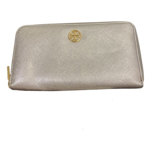 Pre-owned Tory Burch Leather Wallet In Silver