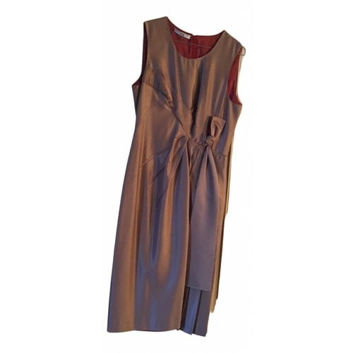 Pre-owned Prada Silk Mid-length Dress In Brown