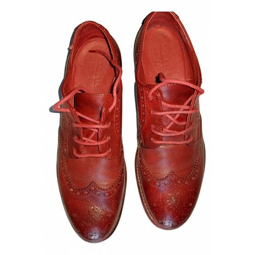 Pre-owned Won Hundred Leather Lace Ups In Burgundy