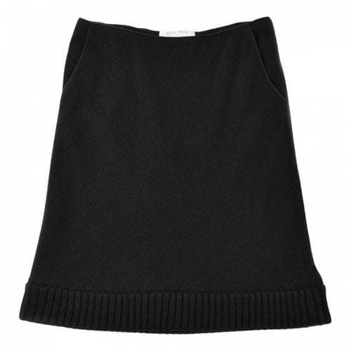 Pre-owned Miu Miu Wool Mid-length Skirt In Black
