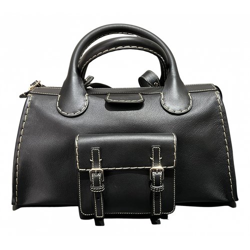 Pre-owned Chloé Edith Leather Tote In Black