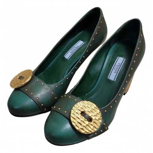 Pre-owned Prada Leather Heels In Green