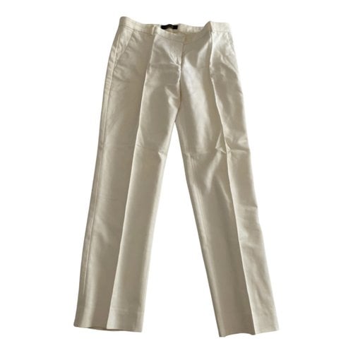 Pre-owned Versace Linen Carot Pants In Beige
