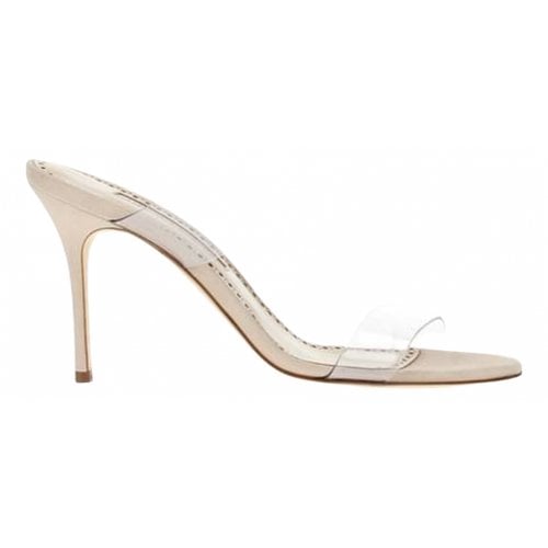 Pre-owned Manolo Blahnik Sandals In White