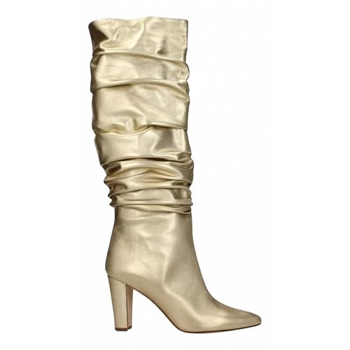 Pre-owned Manolo Blahnik Leather Boots In Gold