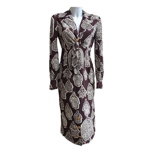Pre-owned Valentino Silk Dress In Brown
