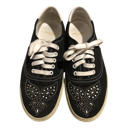 Pre-owned Saint Laurent Cloth Low Trainers In Black