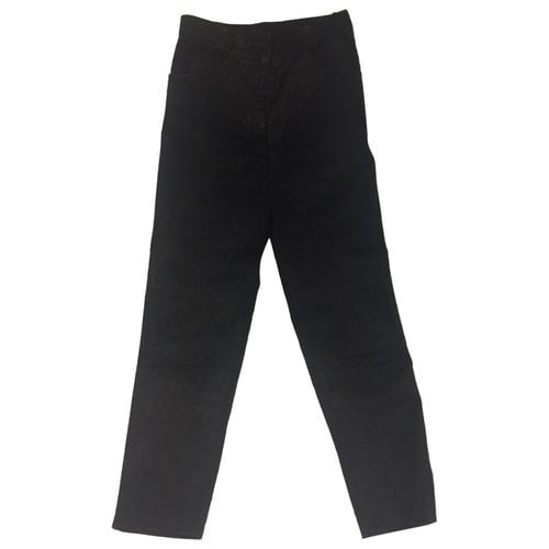 Pre-owned Fendi Leather Trousers In Black